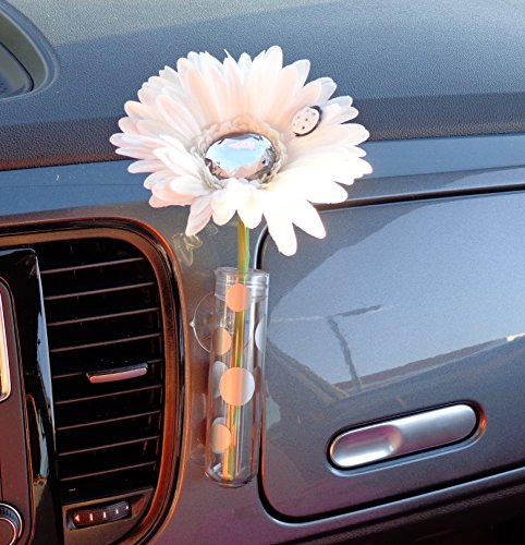 Bling My Bug White Diamond Daisy with Universal Suction Vase