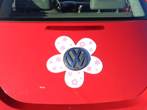 VW Beetle Flower Magnetic Decal- Pink Flowers