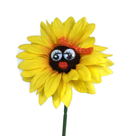VW Beetle Flower - Sunflower with Orange Bow