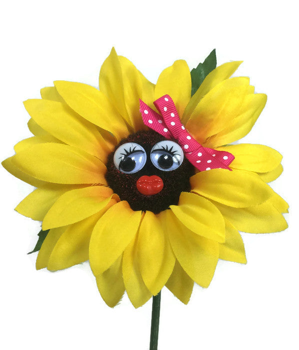 VW Beetle Flower - Sunflower with Pink Bow