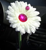 VW Beetle Flower - White and Pink Bling Daisy