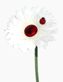 VW Beetle Flower - White and Red Bling Daisy
