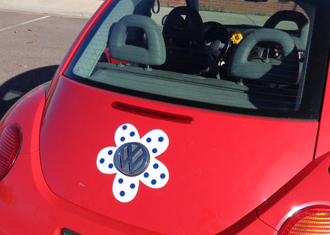 Magnetic Decal Flower - Blue Polka Dots