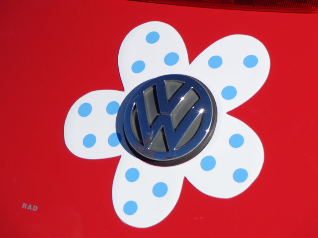 Magnetic Decal Flower - Light Blue Polka Dots