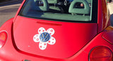 VW Beetle Flower Magnetic Decal- Red Flowers