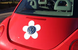 VW Beetle Flower Magnetic Decal- White