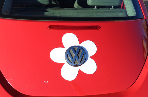 VW Beetle Flower Magnetic Decal- White